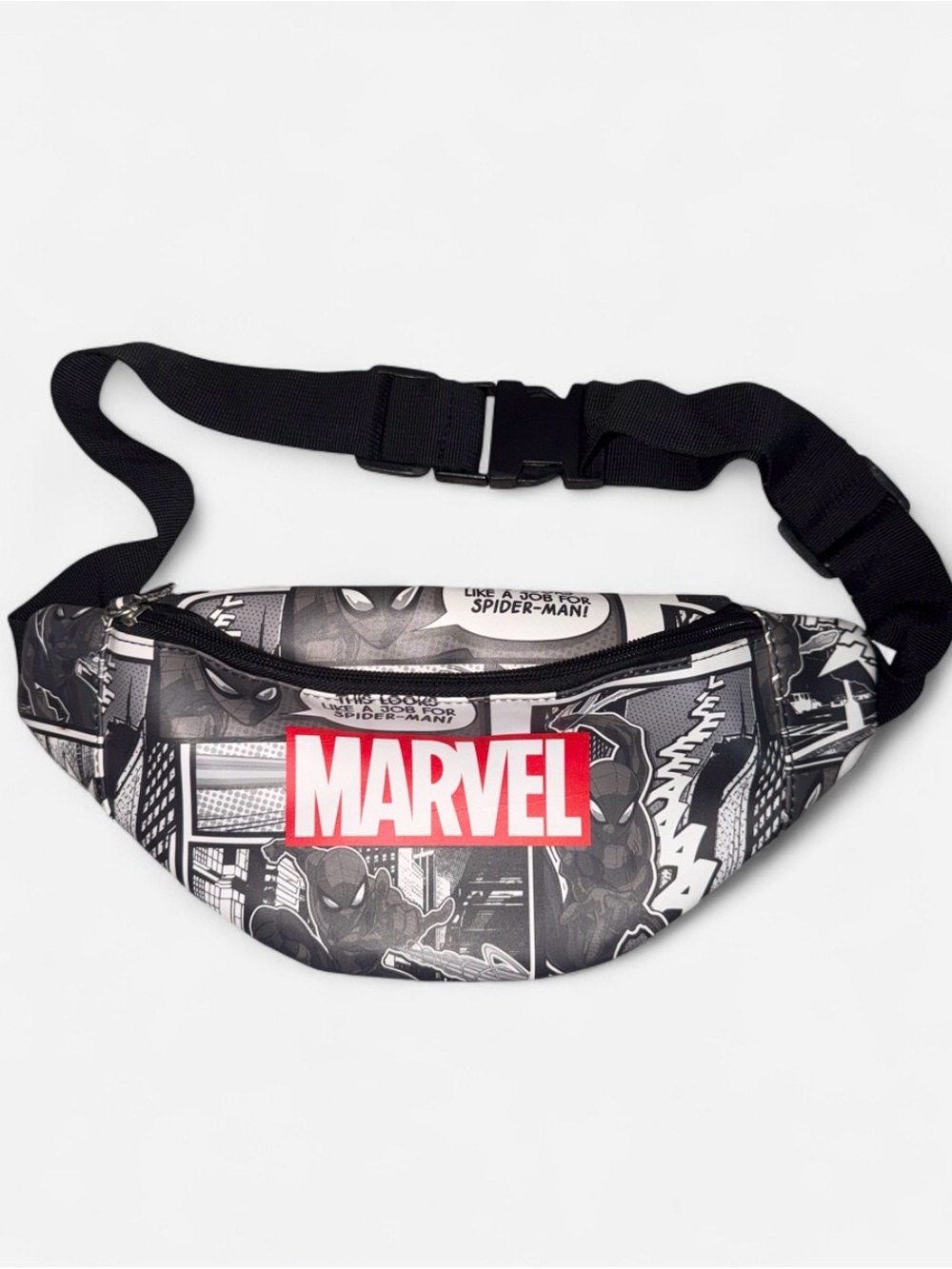 Marvel Black & White Comic Print Belt Bag with Red Logo